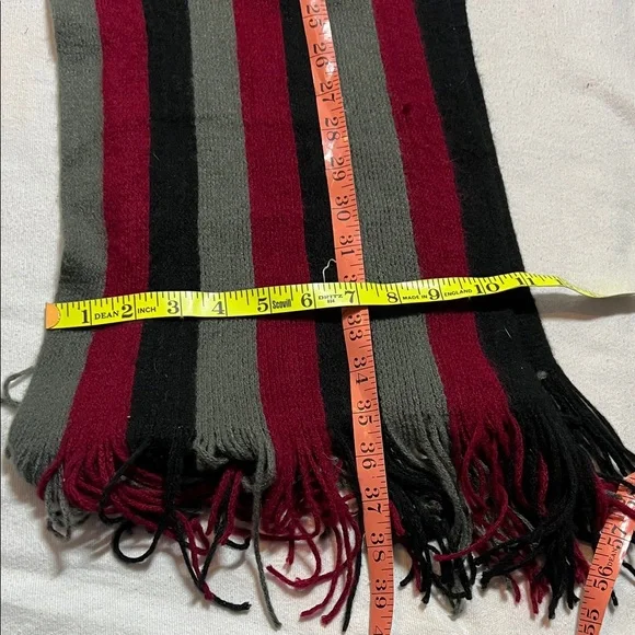 Simplicity Striped Men's Scarf in Red, Black, and Gray - Picture 6 of 6